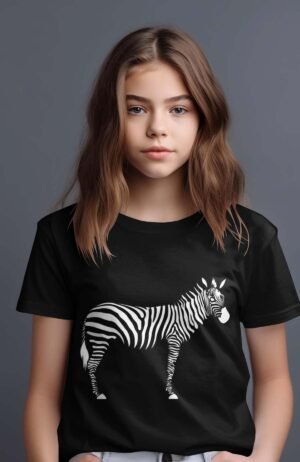 T-shirt Col Rond Fille - Zèbre