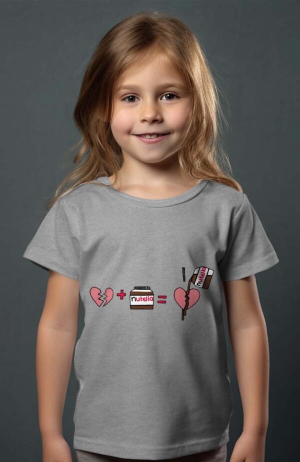 T-shirt Col Rond Fille - Cœur brisé + nutella