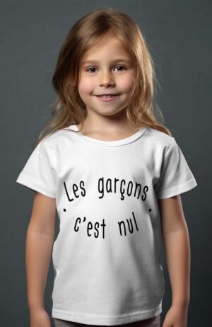 T-shirt Fille – garcons c’est nul – Blanc