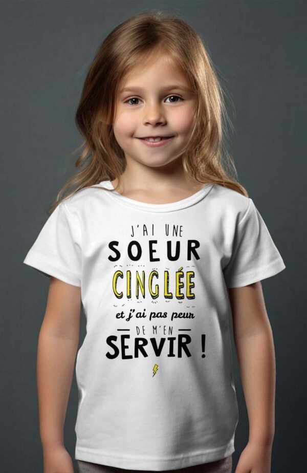 T-shirt Col Rond Fille - J'ai une sœur cinglé