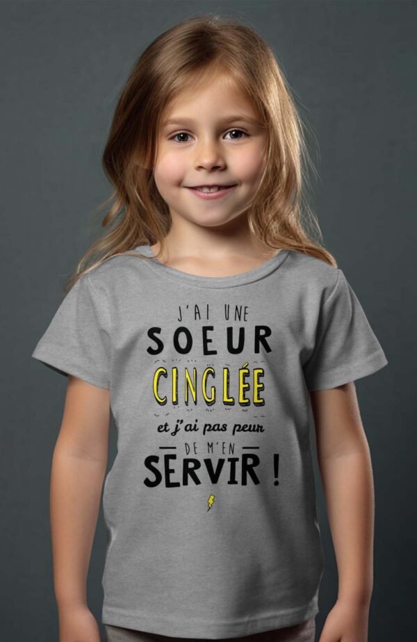 T-shirt Col Rond Fille - J'ai une sœur cinglé
