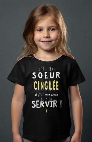 T-shirt Col Rond Fille - J'ai une sœur cinglé