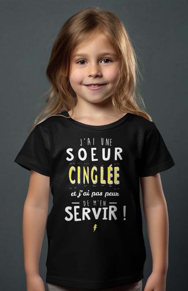 T-shirt Col Rond Fille - J'ai une sœur cinglé