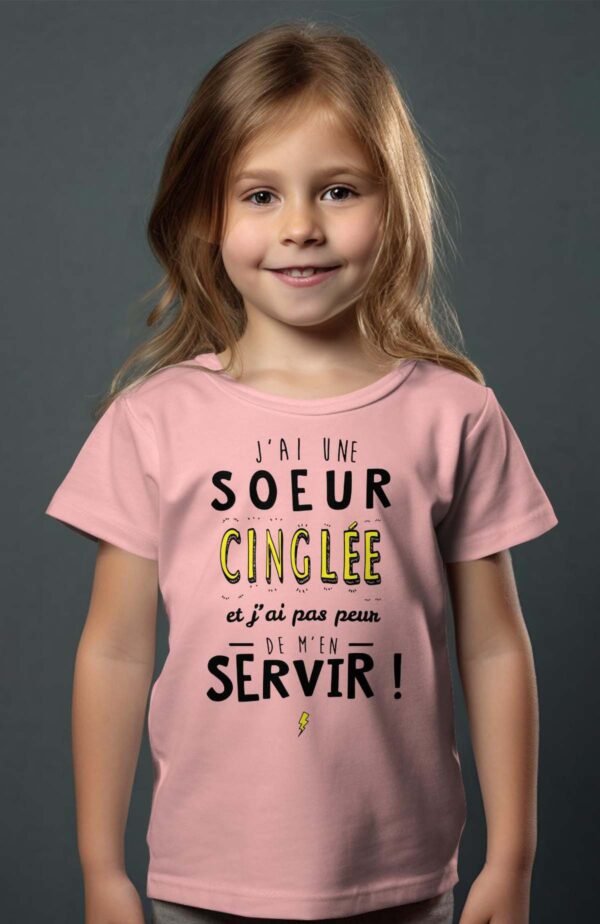 T-shirt Col Rond Fille - J'ai une sœur cinglé