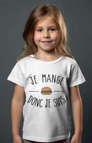 T-shirt Col Rond Fille - Je mange donc je suis