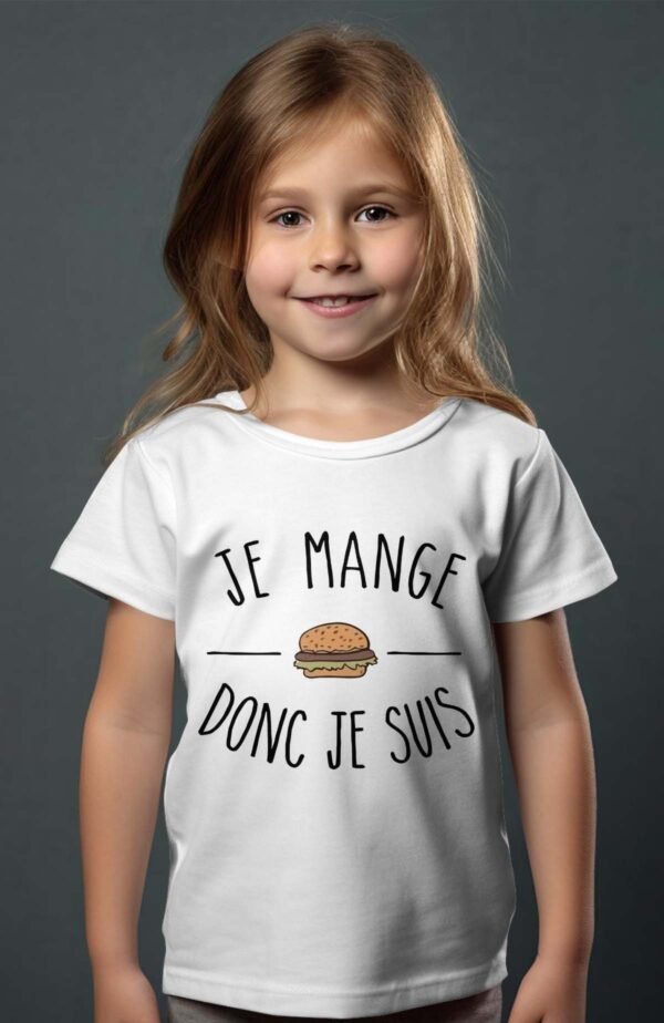 T-shirt Col Rond Fille - Je mange donc je suis