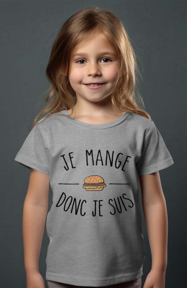 T-shirt Col Rond Fille - Je mange donc je suis