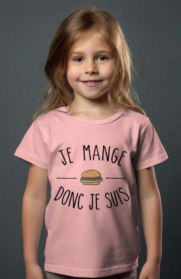 T-shirt Col Rond Fille - Je mange donc je suis