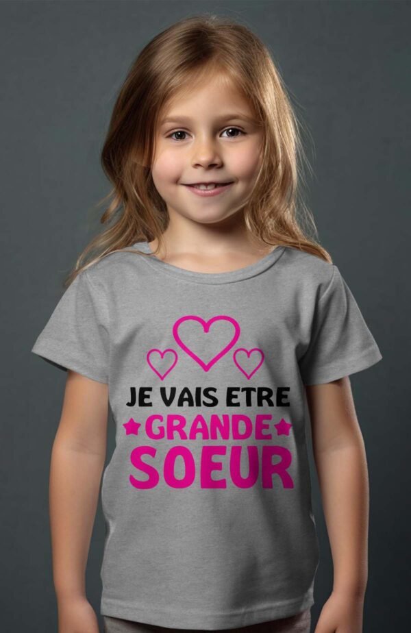 T-shirt Col Rond Fille - Je vais être grande sœur