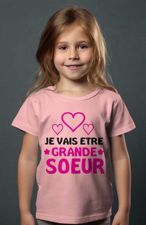 T-shirt Col Rond Fille - Je vais être grande sœur