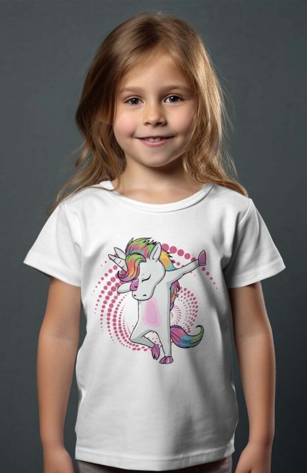 T-shirt Col Rond Fille - Licorne disco