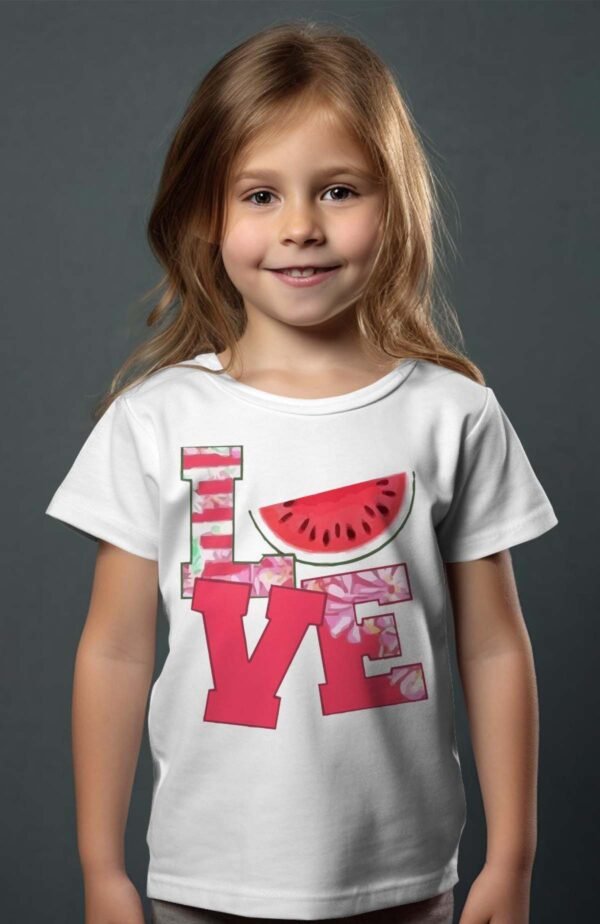 T-shirt Col Rond Fille - Love pastèque