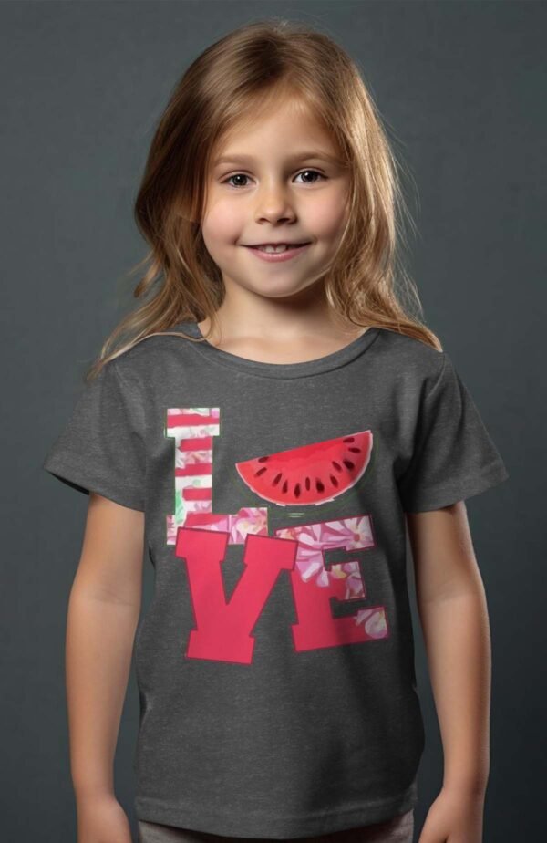 T-shirt Col Rond Fille - Love pastèque