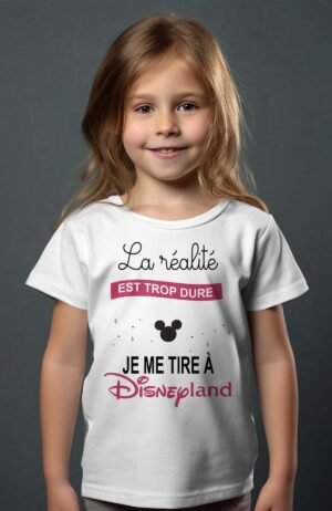 T-shirt Col Rond Fille - Je me tire à disneyland