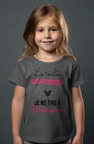 T-shirt Fille – me tire disneyland – Gris