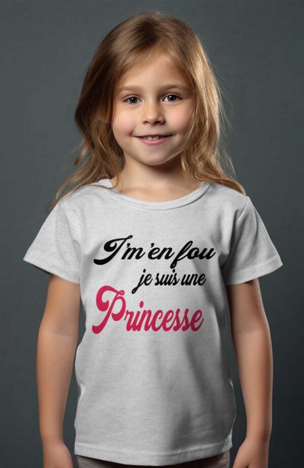 T-shirt Col Rond Fille - J'men fou j'suis une princesse