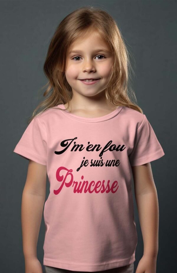 T-shirt Col Rond Fille - J'men fou j'suis une princesse