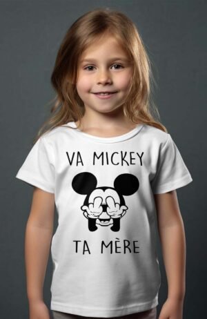 T-shirt Fille – mickey ta mère – Blanc