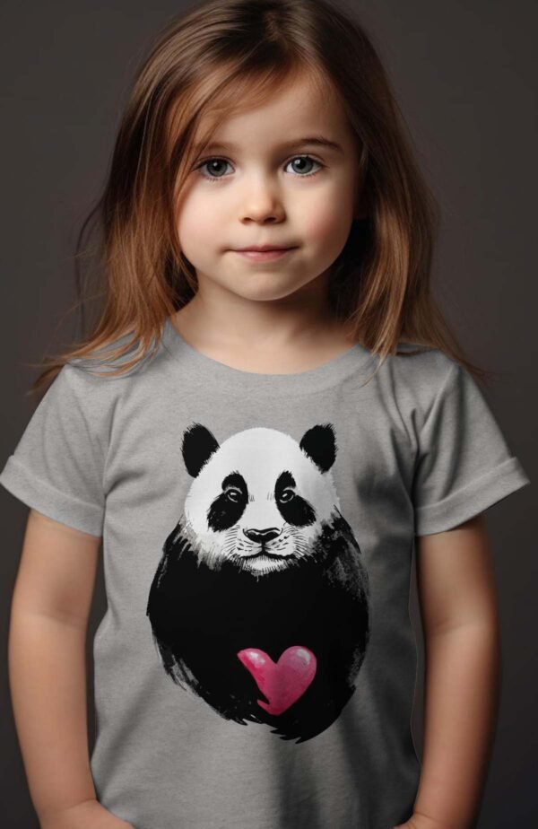 T-shirt Col Rond Fille - Panda cœur