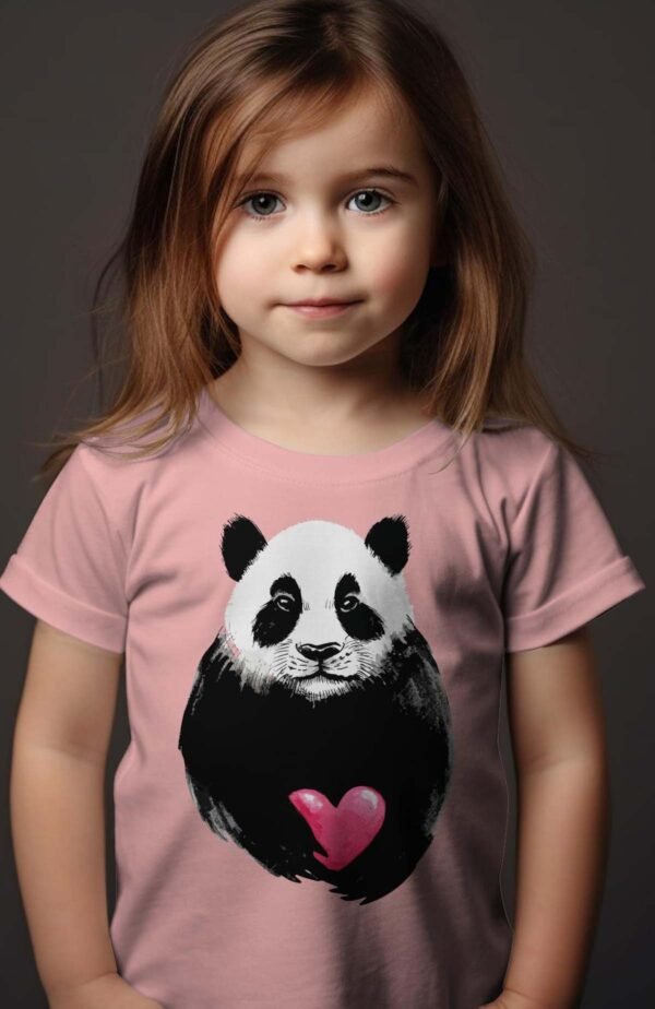 T-shirt Col Rond Fille - Panda cœur