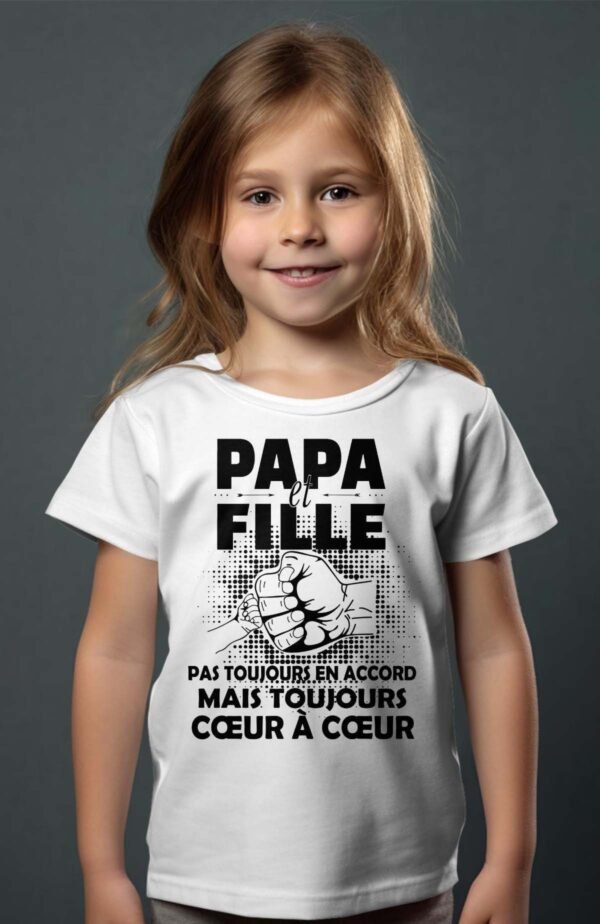 T-shirt Col Rond Fille - Papa et fille pas toujours en accord