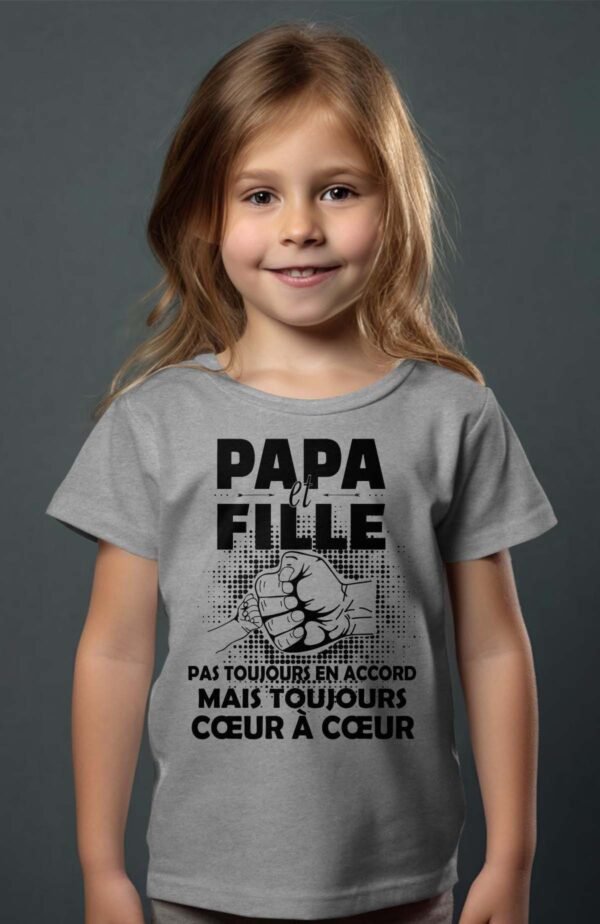T-shirt Col Rond Fille - Papa et fille pas toujours en accord