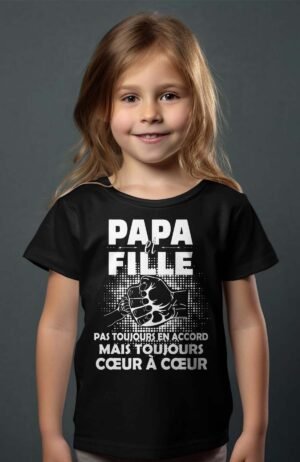 T-shirt Col Rond Fille - Papa et fille pas toujours en accord