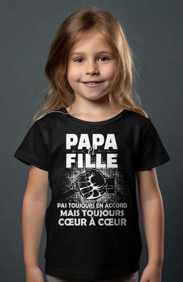 T-shirt Col Rond Fille - Papa et fille pas toujours en accord