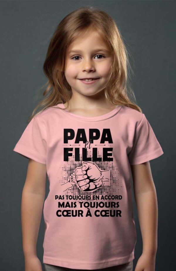 T-shirt Col Rond Fille - Papa et fille pas toujours en accord