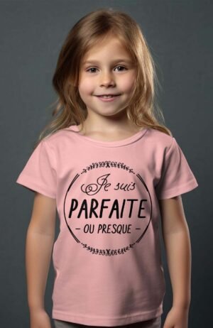 T-shirt Col Rond Fille - Je suis parfaite ou presque