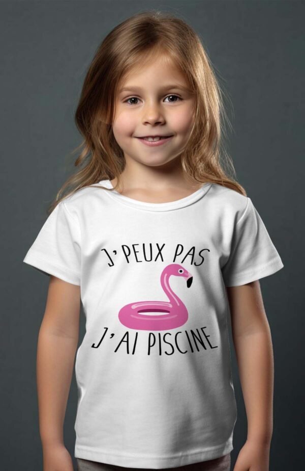 T-shirt Col Rond Fille - J'peux pas j'ai piscine