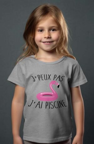T-shirt Col Rond Fille - J'peux pas j'ai piscine