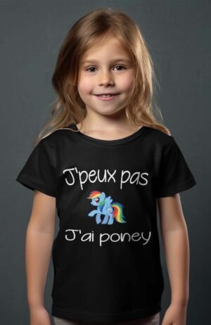 T-shirt Col Rond Fille - J'peux pas j'ai poney