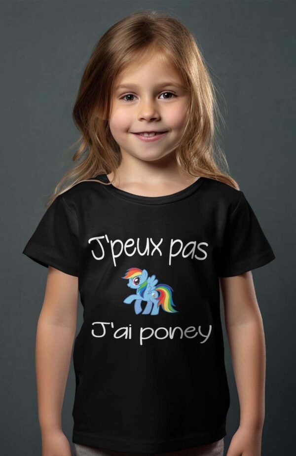 T-shirt Col Rond Fille - J'peux pas j'ai poney