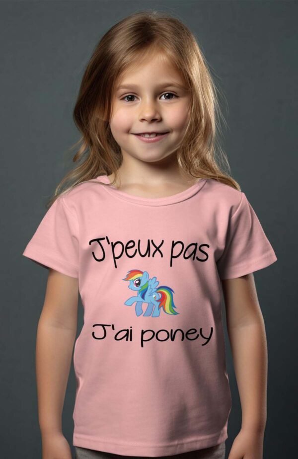 T-shirt Col Rond Fille - J'peux pas j'ai poney