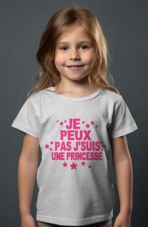 T-shirt Fille – peux princesse – Gris