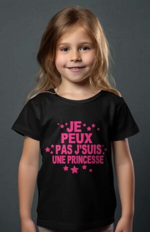 T-shirt Col Rond Fille - J'peux pas j'suis une princesse
