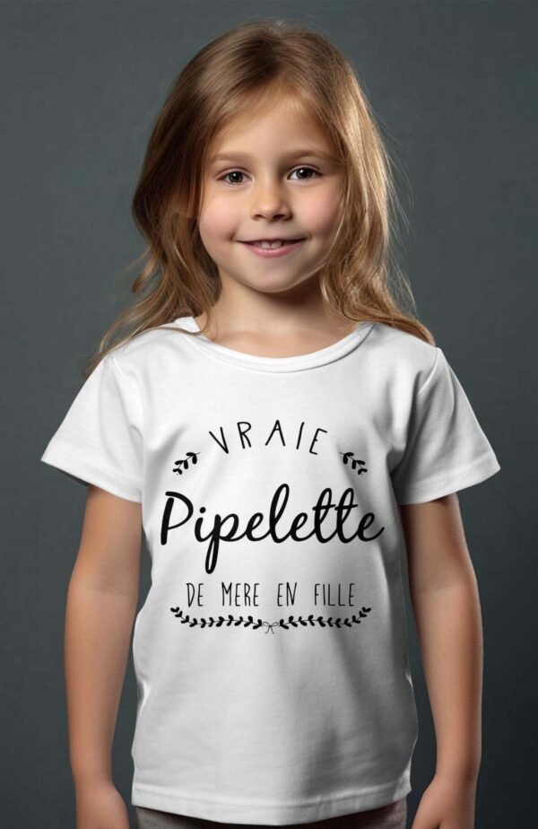 T-shirt Col Rond Fille - Pipelette de mère en fille