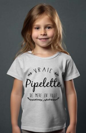T-shirt Fille – pipielette de mere en file – Gris
