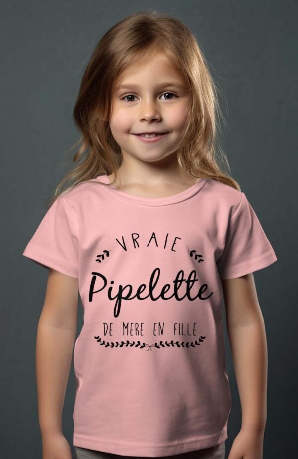 T-shirt Col Rond Fille - Pipelette de mère en fille