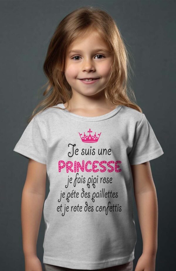 T-shirt Col Rond Fille - Princesse fait pipi