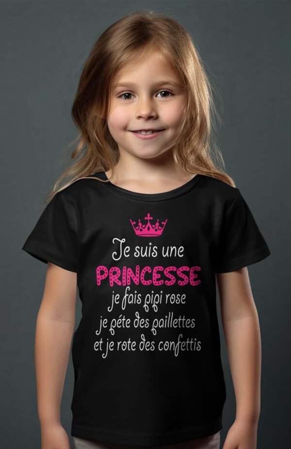 T-shirt Col Rond Fille - Princesse fait pipi