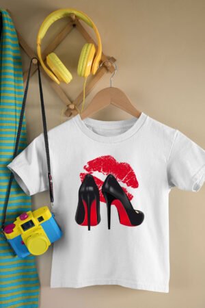 Tshirt fille – chaussure – BLANC