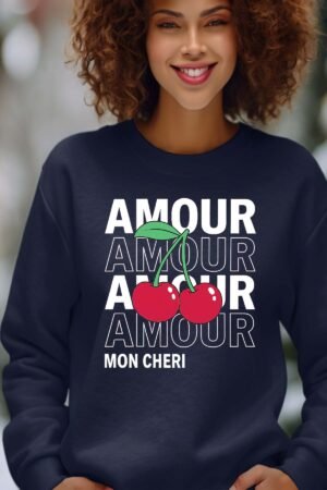 Sweat Col Rond Femme en Gros | Amour cerise
