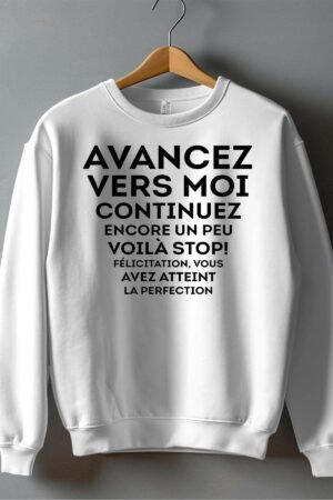 atteint perfection – Sweat Col Rond Homme – Blanc