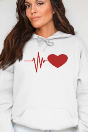 battement coeur – Sweat Capuche Femme – Blanc