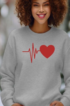 battement coeur – Sweat Col Rond Femme – Gris