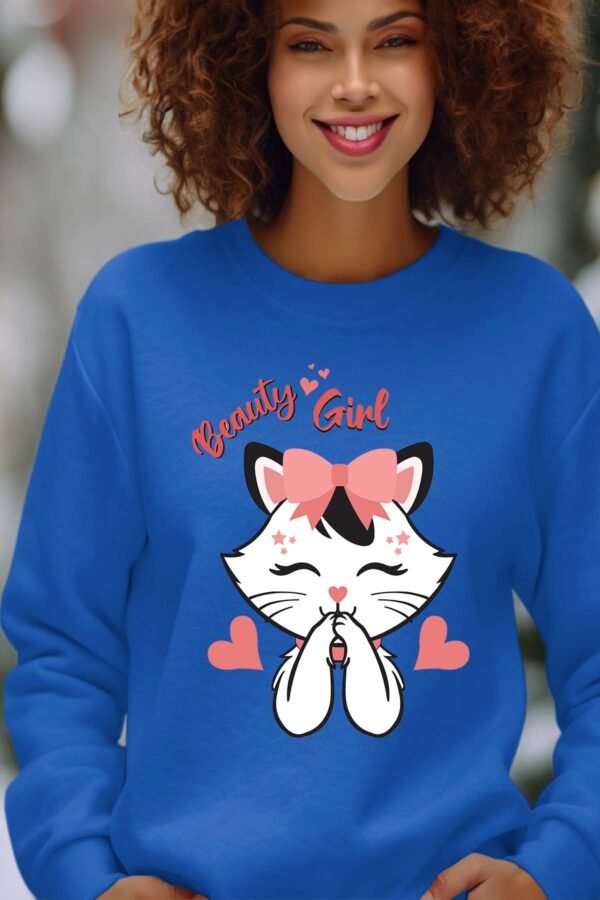 Sweat Col Rond Femme en Gros | Beauty girl cat
