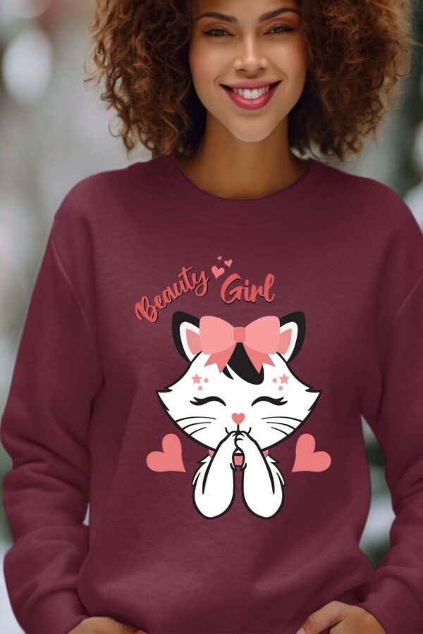 Sweat Col Rond Femme en Gros | Beauty girl cat