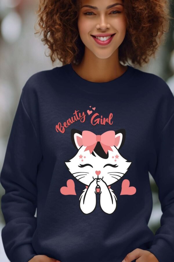 Sweat Col Rond Femme en Gros | Beauty girl cat